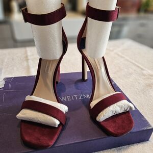 Stuart Weitzman Burgundy Velvet Heels